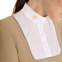 Polo da concorso Donna Maniche Lunghe con Bottoni Equestro Nebbia grigia Blu Polo da concorso Donna Maniche Lunghe con Bottoni Equestro Nebbia grigia Blu