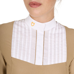 Polo da concorso Donna Maniche Lunghe con Pieghe in Cotone Equestro Incenso Beige Polo da concorso Donna Maniche Lunghe con Pieghe in Cotone Equestro Incenso Beige