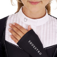 Polo da concorso per ragazza con strass Equestro Cammeo rosa