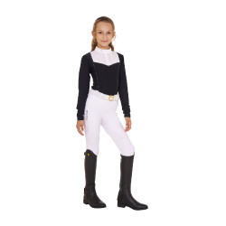 Polo da concorso per ragazza con strass Equestro Nero Polo da concorso per ragazza con strass Equestro Nero