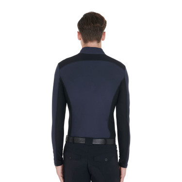 Polo da allenamento aderente a maniche lunghe da uomo Equestro Blazer marine Blu marino