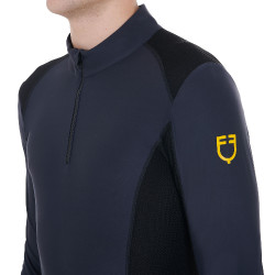 Polo da allenamento aderente a maniche lunghe da uomo Equestro Blazer marine Blu marino