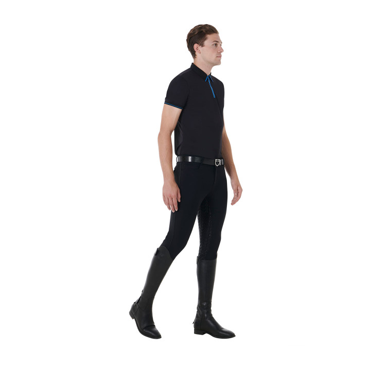 Polo da allenamento da uomo con cerniera e dettagli a contrasto Equestro Polo da allenamento da uomo con cerniera e dettagli a contrasto Equestro