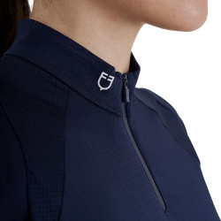 Polo da allenamento tecnico aderente con zip da donna Equestro Blazer marine Blu marino