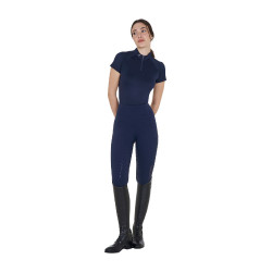 Polo da allenamento tecnico aderente con zip da donna Equestro Blazer marine Blu marino
