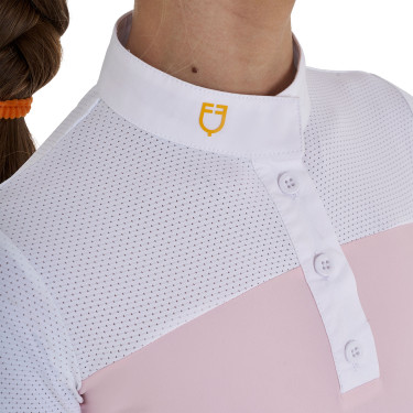 Polo Bambina da Concorso a Maniche Corte e Bottoni con Mesh Equestro Polo Bambina da Concorso a Maniche Corte e Bottoni con Mesh Equestro