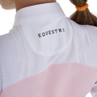 Polo Bambina da Concorso a Maniche Corte e Bottoni con Mesh Equestro Polo Bambina da Concorso a Maniche Corte e Bottoni con Mesh Equestro