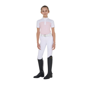 Polo Bambina da Concorso a Maniche Corte e Bottoni con Mesh Equestro Polo Bambina da Concorso a Maniche Corte e Bottoni con Mesh Equestro