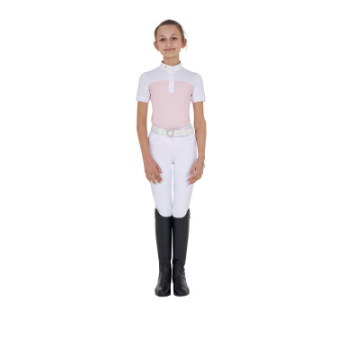 Polo Bambina da Concorso a Maniche Corte e Bottoni con Mesh Equestro Polo Bambina da Concorso a Maniche Corte e Bottoni con Mesh Equestro