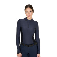 Polo Tecnico da Allenamento Donna Maniche Lunghe Equestro Blazer marine Blu marino