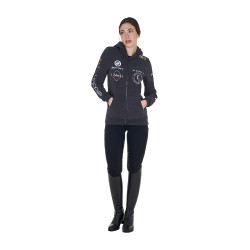 Felpa con cappuccio da donna con multi-logo nuovo Equestro Asfalto Grigio