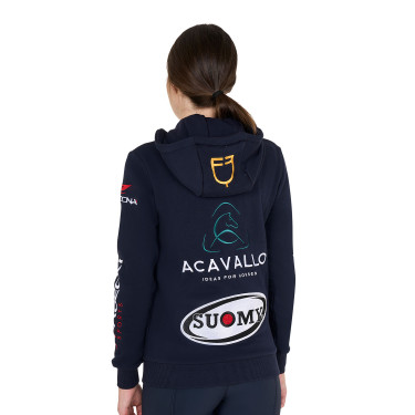 Felpa con cappuccio da donna con multi-logo nuovo Equestro Blazer marine Blu marino