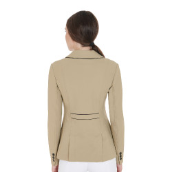 Giacca da concorso da donna in tessuto tecnico elasticizzato Equestro Incenso Beige