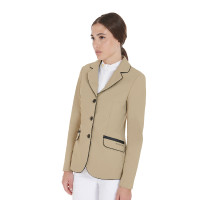 Giacca da concorso da donna in tessuto tecnico elasticizzato Equestro Incenso Beige Giacca da concorso da donna in tessuto tecnico elasticizzato Equestro Incenso Beige