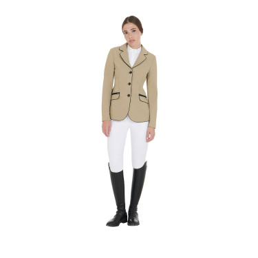 Giacca da concorso da donna in tessuto tecnico elasticizzato Equestro Incenso Beige