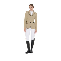 Giacca da concorso da donna in tessuto tecnico elasticizzato Equestro Incenso Beige