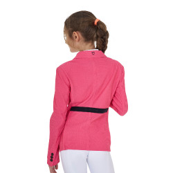 Giacca da concorso a tre bottoni da ragazza in mesh Equestro Caprifoglio Rosa Giacca da concorso a tre bottoni da ragazza in mesh Equestro Caprifoglio Rosa