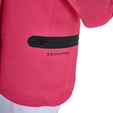 Giacca da concorso a tre bottoni da ragazza in mesh Equestro Caprifoglio Rosa Giacca da concorso a tre bottoni da ragazza in mesh Equestro Caprifoglio Rosa