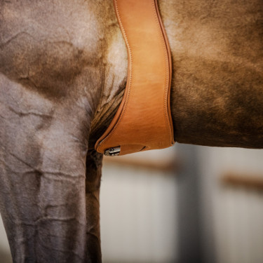Cinghia Stübben in cuoio Contorni elastici su entrambi i lati Tabacco Marrone