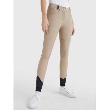 Pantaloni Tommy Hilfiger Equestrian Classic da donna con grip al ginocchio Beige Pantaloni Tommy Hilfiger Equestrian Classic da donna con grip al ginocchio Beige