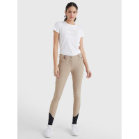 Pantaloni Tommy Hilfiger Equestrian Classic da donna con grip al ginocchio Beige