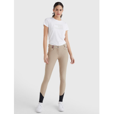 Pantaloni Tommy Hilfiger Equestrian Classic da donna con grip al ginocchio Beige