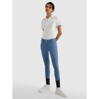 Pantaloni Tommy Hilfiger Equestrian Pro da donna con grip alle ginocchia Costa Azzurra Blu Pantaloni Tommy Hilfiger Equestrian Pro da donna con grip alle ginocchia Costa Azzurra Blu