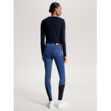 Pantaloni Tommy Hilfiger Equestrian Queens Denim da donna con grip alle ginocchia Pantaloni Tommy Hilfiger Equestrian Queens Denim da donna con grip alle ginocchia