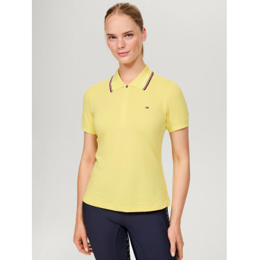 Polo con zip Tommy Hilfiger Equestrian Camden a maniche corte da donna Limone ella Giallo
