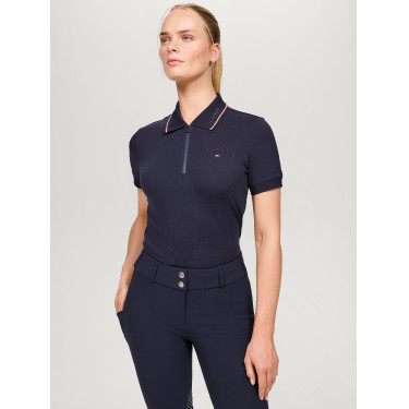 Polo con zip Tommy Hilfiger Equestrian Camden a maniche corte da donna