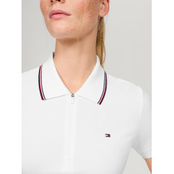Polo con zip Tommy Hilfiger Equestrian Camden a maniche corte da donna Bianco