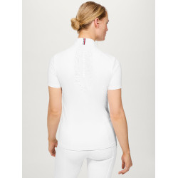 Polo da concorso Tommy Hilfiger Equestrian Avon a maniche corte da donna Bianco Polo da concorso Tommy Hilfiger Equestrian Avon a maniche corte da donna Bianco
