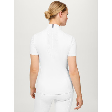 Polo da concorso Tommy Hilfiger Equestrian Avon a maniche corte da donna Bianco Polo da concorso Tommy Hilfiger Equestrian Avon a maniche corte da donna Bianco