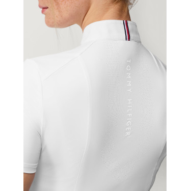 Polo da concorso Tommy Hilfiger Equestrian Avon a maniche corte da donna Bianco Polo da concorso Tommy Hilfiger Equestrian Avon a maniche corte da donna Bianco
