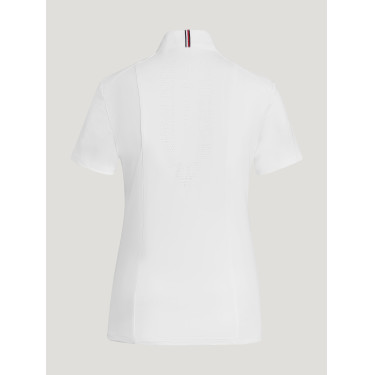 Polo da concorso Tommy Hilfiger Equestrian Avon a maniche corte da donna Bianco Polo da concorso Tommy Hilfiger Equestrian Avon a maniche corte da donna Bianco