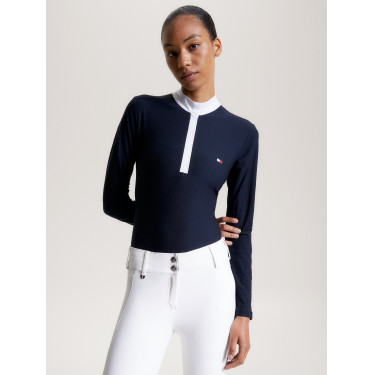 Polo da concorso Tommy Hilfiger Equestrian Chelsea Cooling a maniche lunghe da donna Polo da concorso Tommy Hilfiger Equestrian Chelsea Cooling a maniche lunghe da donna