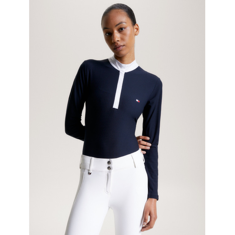 Polo da concorso Tommy Hilfiger Equestrian Chelsea Cooling a maniche lunghe da donna Polo da concorso Tommy Hilfiger Equestrian Chelsea Cooling a maniche lunghe da donna