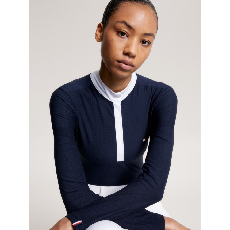 Polo da concorso Tommy Hilfiger Equestrian Chelsea Cooling a maniche lunghe da donna Polo da concorso Tommy Hilfiger Equestrian Chelsea Cooling a maniche lunghe da donna