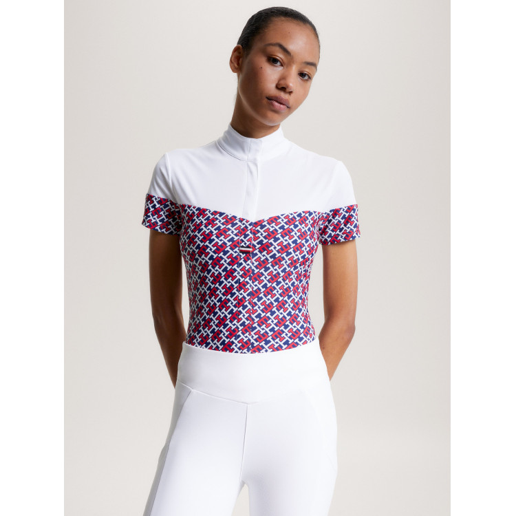 Polo da concorso Tommy Hilfiger Equestrian Madison Monogram a maniche corte da donna Polo da concorso Tommy Hilfiger Equestrian Madison Monogram a maniche corte da donna