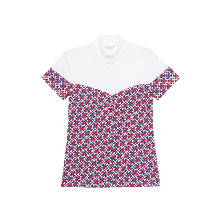 Polo da concorso Tommy Hilfiger Equestrian Madison Monogram a maniche corte da donna Polo da concorso Tommy Hilfiger Equestrian Madison Monogram a maniche corte da donna