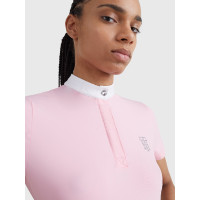 Polo da concorso Tommy Hilfiger Equestrian Performance Strass maniche corte donna Rosa classica