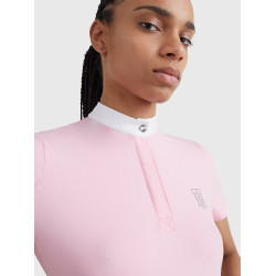 Polo da concorso Tommy Hilfiger Equestrian Performance Strass maniche corte donna Rosa classica Polo da concorso Tommy Hilfiger Equestrian Performance Strass maniche corte donna Rosa classica