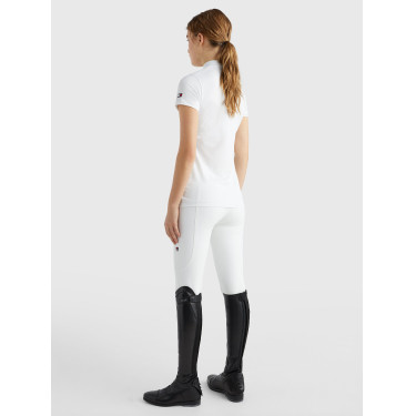 Polo da concorso Tommy Hilfiger Equestrian Performance Strass maniche corte donna Bianco Polo da concorso Tommy Hilfiger Equestrian Performance Strass maniche corte donna Bianco