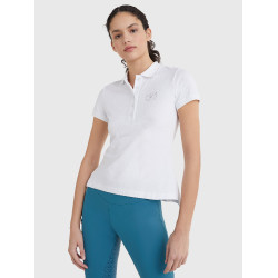 Polo Tommy Hilfiger Equestrian con pedrería de manga corta para mujer Bianco