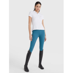 Polo Tommy Hilfiger Equestrian con pedrería de manga corta para mujer Bianco