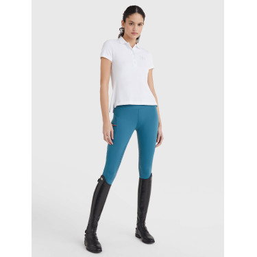 Polo Tommy Hilfiger Equestrian con pedrería de manga corta para mujer Bianco Polo Tommy Hilfiger Equestrian con pedrería de manga corta para mujer Bianco
