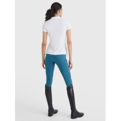 Polo Tommy Hilfiger Equestrian con pedrería de manga corta para mujer Bianco