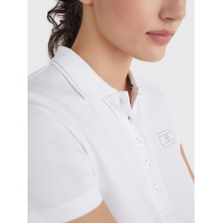 Polo Tommy Hilfiger Equestrian con pedrería de manga corta para mujer Bianco