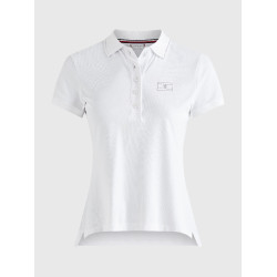 Polo Tommy Hilfiger Equestrian con pedrería de manga corta para mujer Bianco