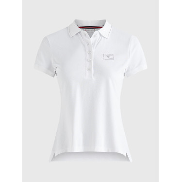 Polo Tommy Hilfiger Equestrian con pedrería de manga corta para mujer Bianco Polo Tommy Hilfiger Equestrian con pedrería de manga corta para mujer Bianco